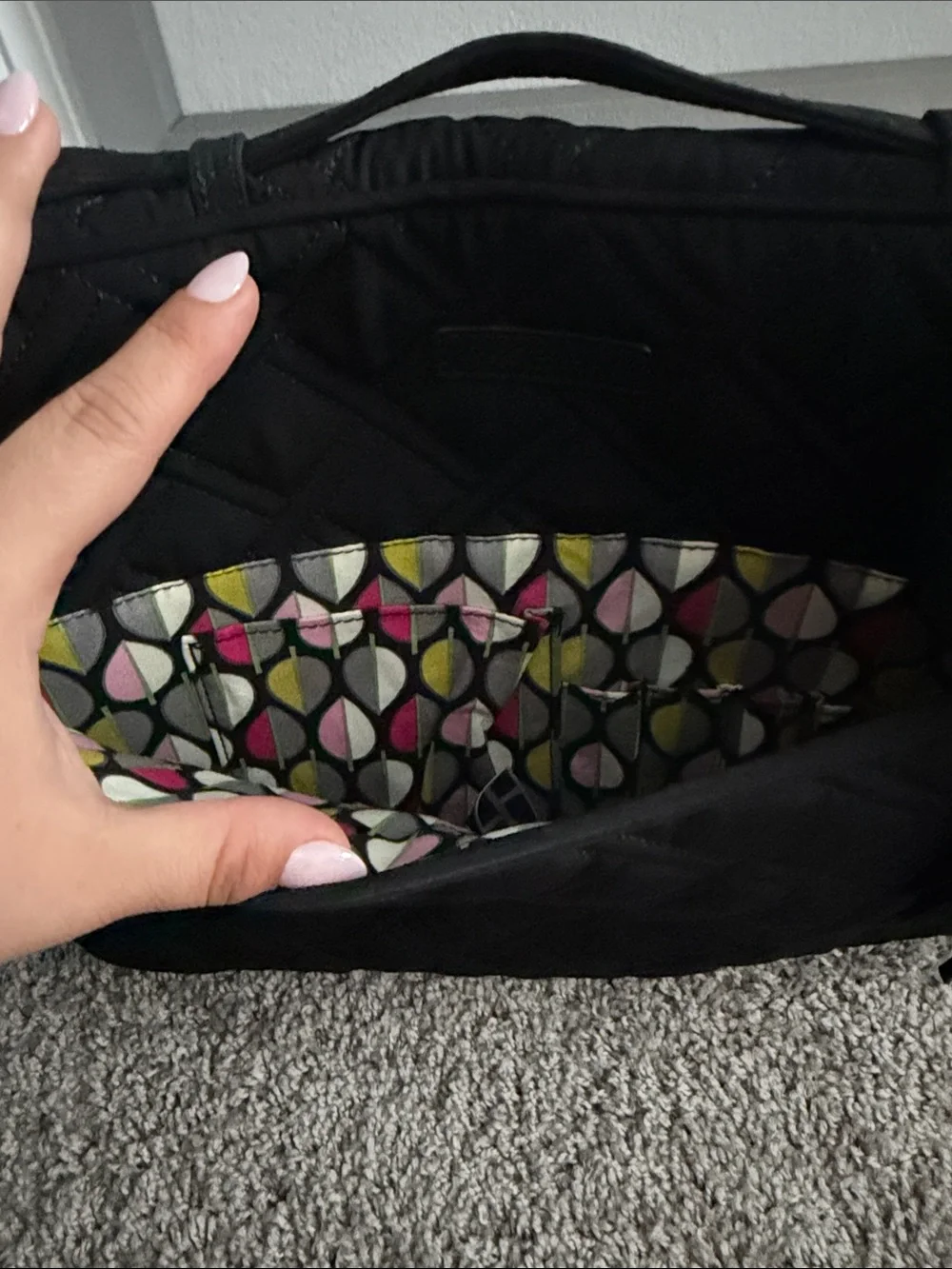 Vera Bradley Quilted Black Laptop Sleeve with Tassel Charm - Women Bags